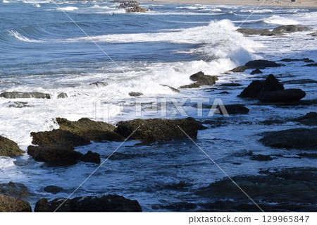 Rough waves of the Sea of Japan, Shonai Coast, Yamagata Prefecture Rough waves of the Sea of Japan, Shonai Coast, Yamagata Prefecture 129965847
