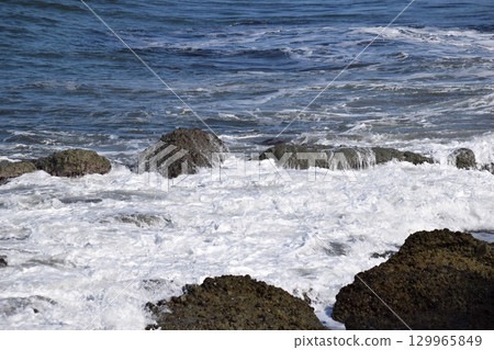 Rough waves of the Sea of Japan, Shonai Coast, Yamagata Prefecture Rough waves of the Sea of Japan, Shonai Coast, Yamagata Prefecture 129965849