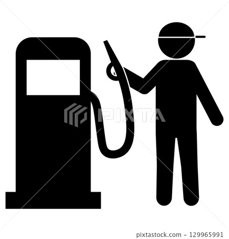 加油站工作人員加油的象形圖 129965991