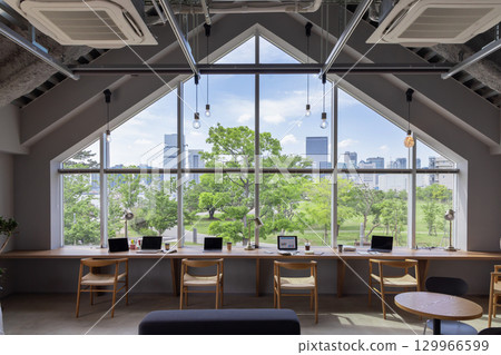 Unmanned modern interior office lobby lounge Unmanned modern interior office lobby lounge 129966599