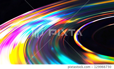 Background material of a light trail that draws an arc in the darkness 129966730