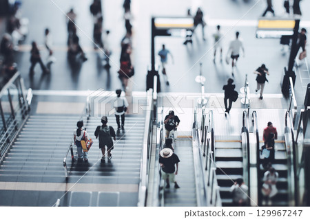 People walking around Osaka Station 129967247