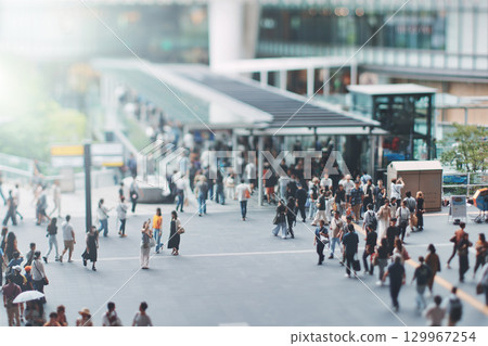 People walking around Osaka Station 129967254