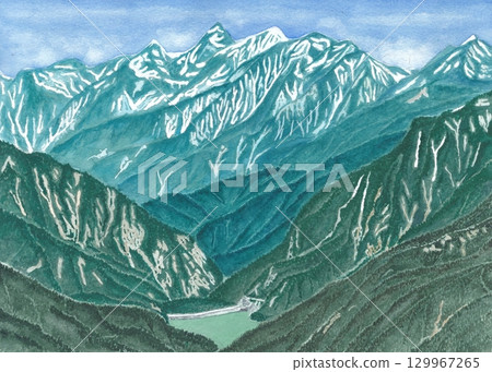 Mountains from the mountaintop of the North Alps Kishidake Hakuba Miyama Hakuba-dake, Sukodake, Hakuba Mogetsake 129967265