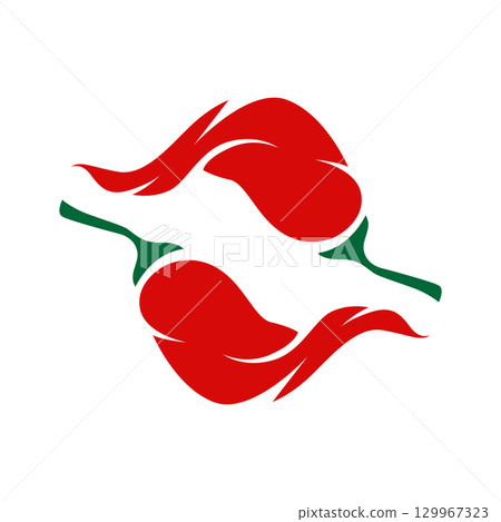 Hot Chili Peppers Logo Farm Garden Design Simple Illustration Symbol Template 129967323