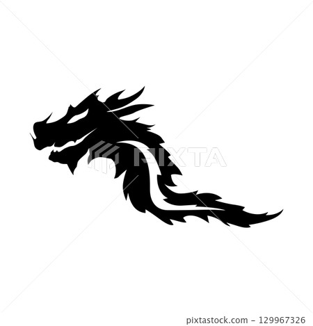 Black silhouette design simple dragon logo animal legend template illustration 129967326