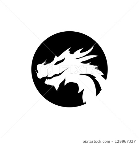 Black silhouette design simple dragon logo animal legend template illustration 129967327