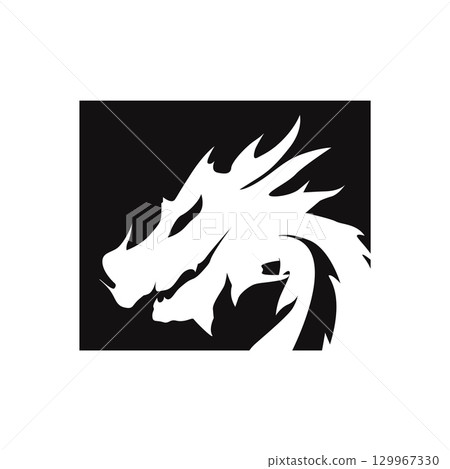 Black silhouette design simple dragon logo animal legend template illustration 129967330