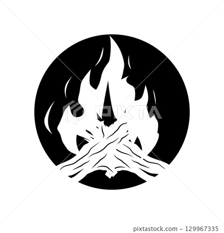 Simple vector outdoor camping logo, wild adventure template with old vintage style 129967335