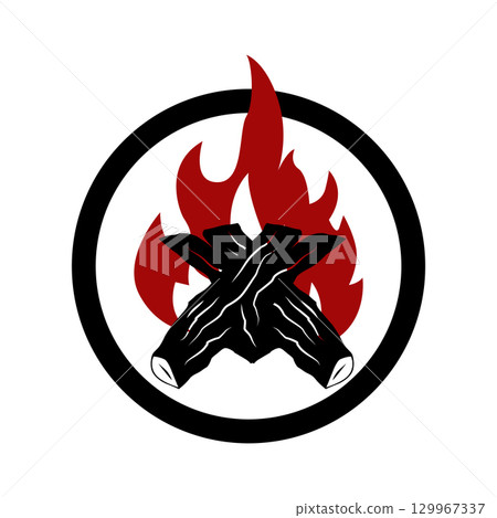 Simple vector outdoor camping logo, wild adventure template with old vintage style 129967337