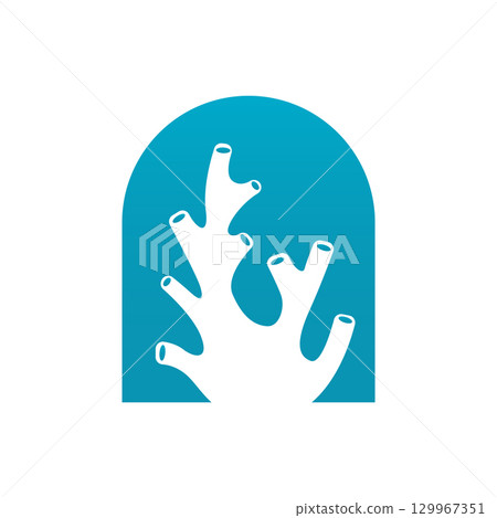 coral logo underwater seaweed plant simple template design marine decoration 129967351