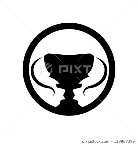 Championship Cup Trophy Logo Illustration Award Winner Template Design 129967399