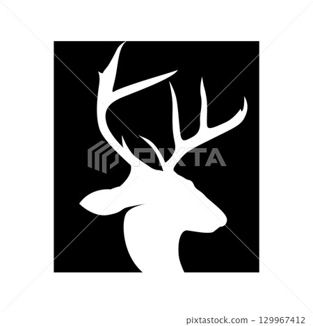 simple black silhouette deer logo vintage design deer forest animal hunter simple black silhouette deer logo vintage design deer forest animal hunter 129967412