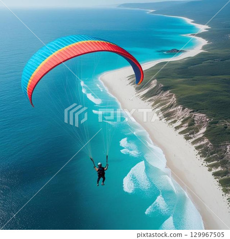Paragliding in the midsummer sea 129967505