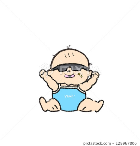 Baby wearing sunglasses Blue Baby wearing sunglasses Blue 129967806