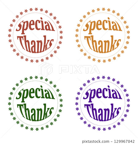 Special Thanks Logo Flower Wreath Set of 4 Autumn Colors (Bordeaux, Orange, Green, Purple) 129967842