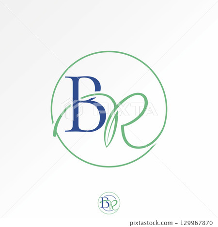 Logo design graphic concept creative premium vector stock image top sell initial BR serif font with leaf on circle line luxury romantic fashion brand Logo design graphic concept creative premium vector stock image top sell initial BR serif font with leaf on circle line luxury romantic fashion brand 129967870