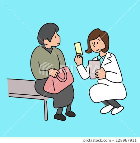 藥劑師從病人的角度解釋藥物的插圖 藥劑師從病人的角度解釋藥物的插圖 129967911