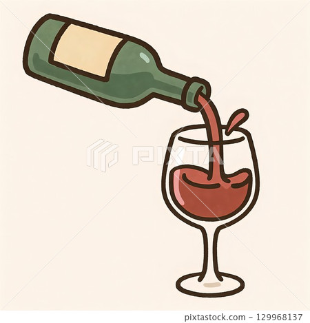傾倒美味葡萄酒的圖示插圖 129968137
