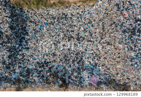 Aerial view of garbage field (or Landfield) in rural Thailand. It provides a specific place for the disposal of garbage. 129968189