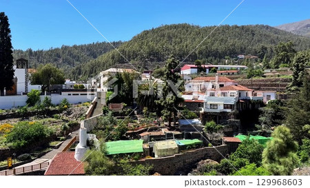 Experience the Stunning Aerial View of a Charming and Picturesque Mountain Village Experience the Stunning Aerial View of a Charming and Picturesque Mountain Village 129968603