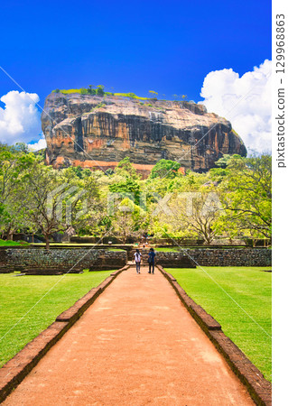 Lion Rock of Sigiriya, the ruins of an ancient palace in the sky 129968863