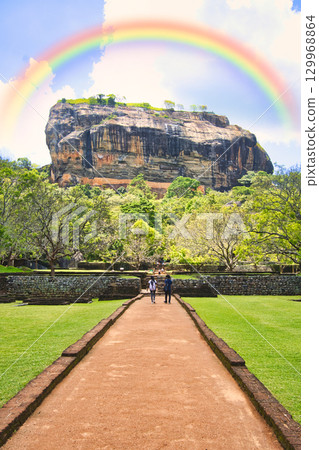 Lion Rock of Sigiriya, the ruins of an ancient palace in the sky Lion Rock of Sigiriya, the ruins of an ancient palace in the sky 129968864