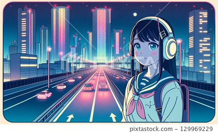 耳機女孩 129969229