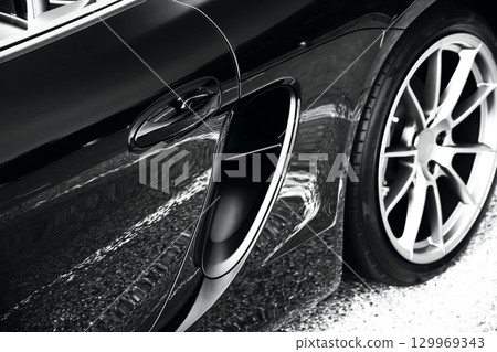 Shiny black sports car side intake 129969343