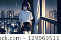 一個女人抽煙 129969511
