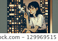 一個女人抽煙 129969515