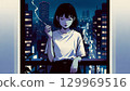 一個女人抽煙 129969516