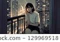 一個女人抽煙 129969518