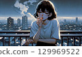 一個女人抽煙 129969522