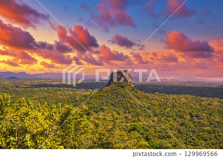 Sunset view of Sigiriya Rock from Pidurangala Rock 129969566