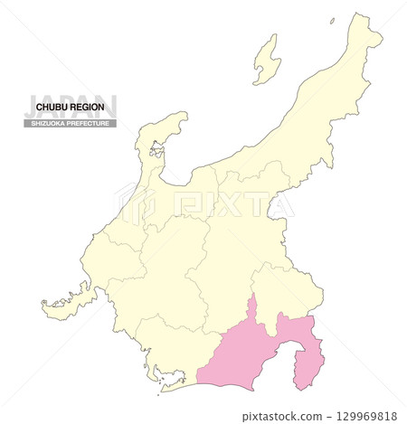 日本中部地區靜岡縣地圖（含縣界 02） 129969818