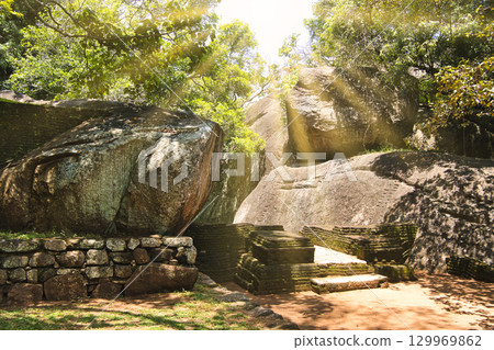 Sunlight composite shining on Sigiriya Rock Sunlight composite shining on Sigiriya Rock 129969862