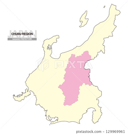Map of Japan Chubu Region Nagano Prefecture No Prefectural Borders 02 129969961