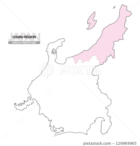 日本中部地區新潟縣地圖無縣界 01 129969965