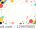 A pop and fun frame background with colorful confetti flying in red, yellow, and light blue circles and squares for celebrations 129970005