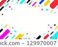 A pop and fun frame background with colorful confetti flying in red, yellow, and light blue circles and squares for celebrations 129970007