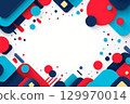 A pop and fun frame background with colorful confetti flying in red, yellow, and light blue circles and squares for celebrations 129970014