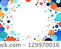 A pop and fun frame background with colorful confetti flying in red, yellow, and light blue circles and squares for celebrations 129970016