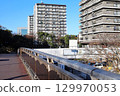 Residential area with rows of apartment buildings 129970053