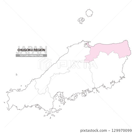 Japan Map Chugoku Region Tottori Prefecture with Prefectural Borders 01 129970099