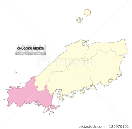 日本中國地區山口縣地圖（含縣界 02） 129970101