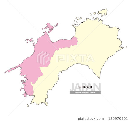 Map of Japan Shikoku Ehime Prefecture No prefectural borders 02 129970301