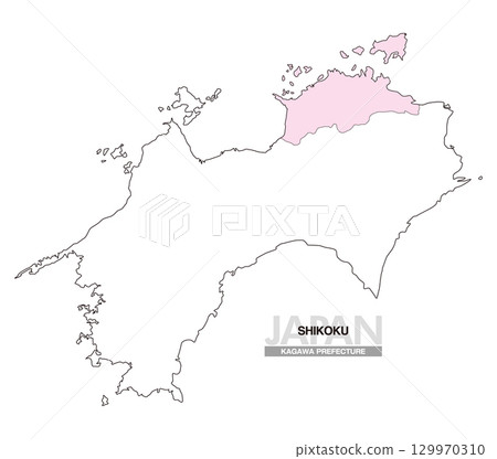 Map of Japan Shikoku Kagawa Prefecture No prefectural borders 01 129970310