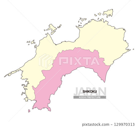 Map of Japan Shikoku Kochi Prefecture No Prefectural Borders 02 129970313