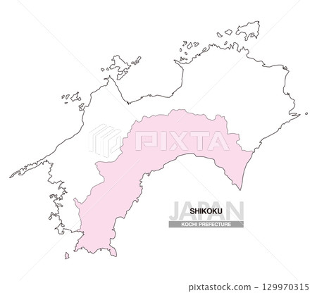 Map of Japan Shikoku Kochi Prefecture No Prefectural Borders 01 129970315